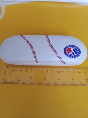 Little League Baseball White Eyeglass Case with Red Stitching